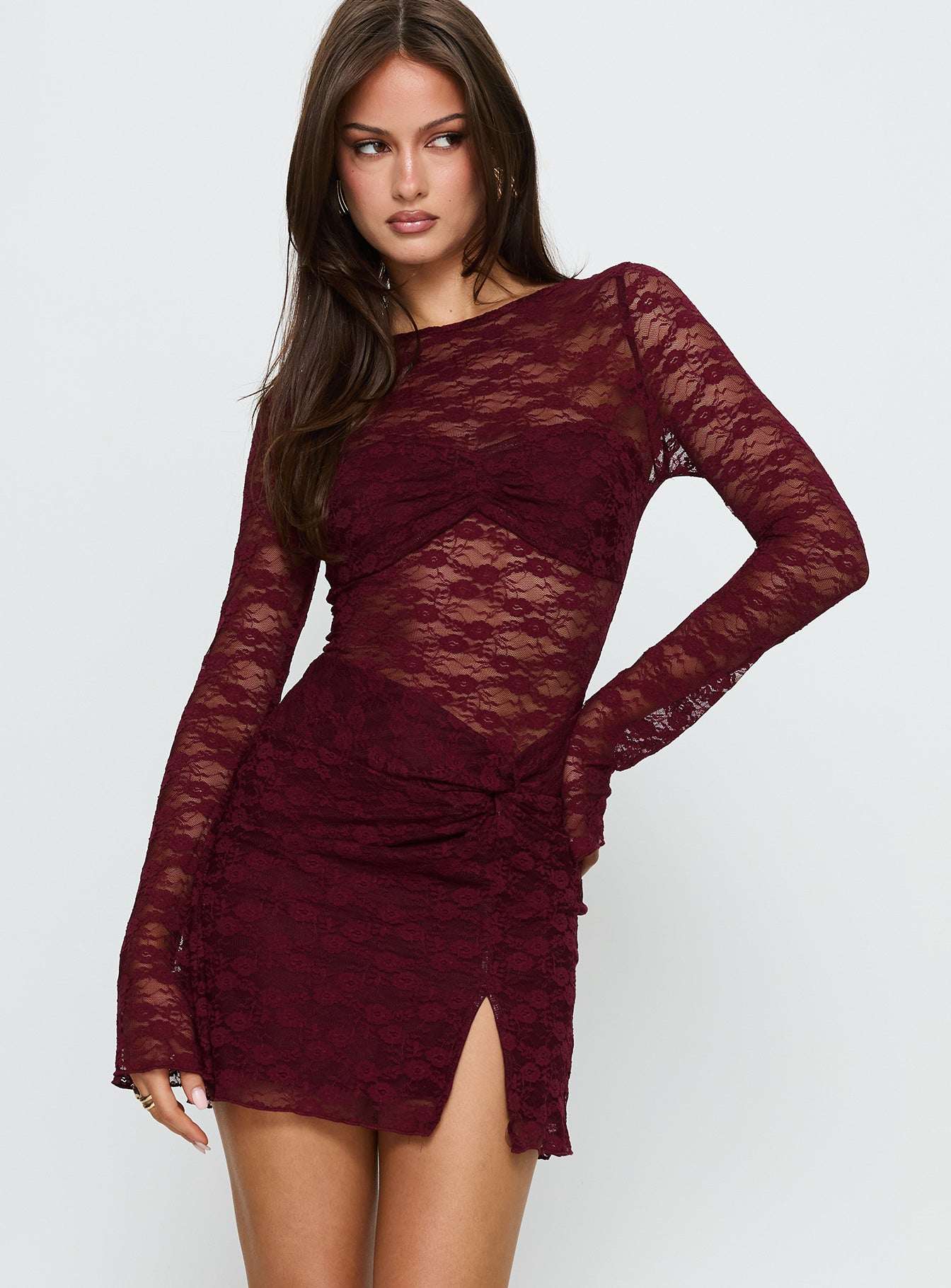 Nola Mini Dress - Burgundy
