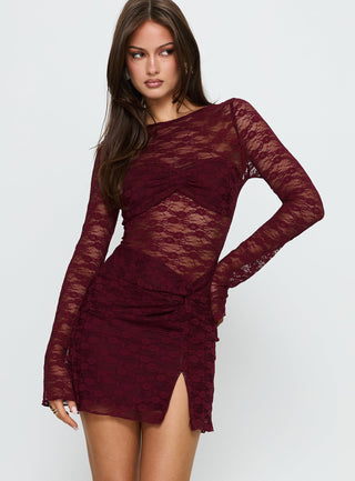 Nola Mini Dress - Burgundy