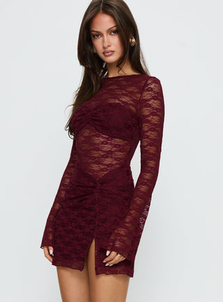 Nola Mini Dress - Burgundy